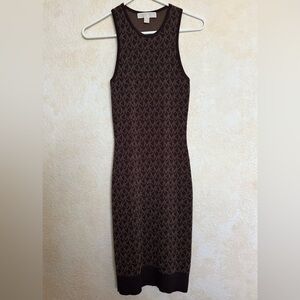 Michael Kors Patterned Brown Midi Dress